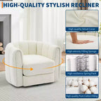 2 fauteuils d'appoint pivotants, fauteuil barillet en tissu peluche Teddy à rotation 360°, base robuste, beige pour salon, chambre, bureau