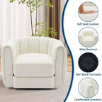 2 fauteuils d'appoint pivotants, fauteuil barillet en tissu peluche Teddy à rotation 360°, base robuste, beige pour salon, chambre, bureau