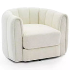 2 fauteuils d'appoint pivotants, fauteuil barillet en tissu peluche Teddy à rotation 360°, base robuste, beige pour salon, chambre, bureau
