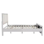 Lit plateforme ModernLuxe en bois avec tête et pied de lit rembourrés beiges, format King/Queen, style ferme moderne