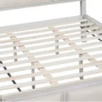 Lit plateforme ModernLuxe en bois avec tête et pied de lit rembourrés beiges, format King/Queen, style ferme moderne
