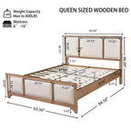 Lit plateforme ModernLuxe en bois avec tête et pied de lit rembourrés beiges, format King/Queen, style ferme moderne