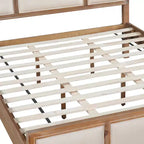 Lit plateforme ModernLuxe en bois avec tête et pied de lit rembourrés beiges, format King/Queen, style ferme moderne