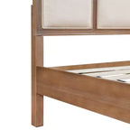 Lit plateforme ModernLuxe en bois avec tête et pied de lit rembourrés beiges, format King/Queen, style ferme moderne