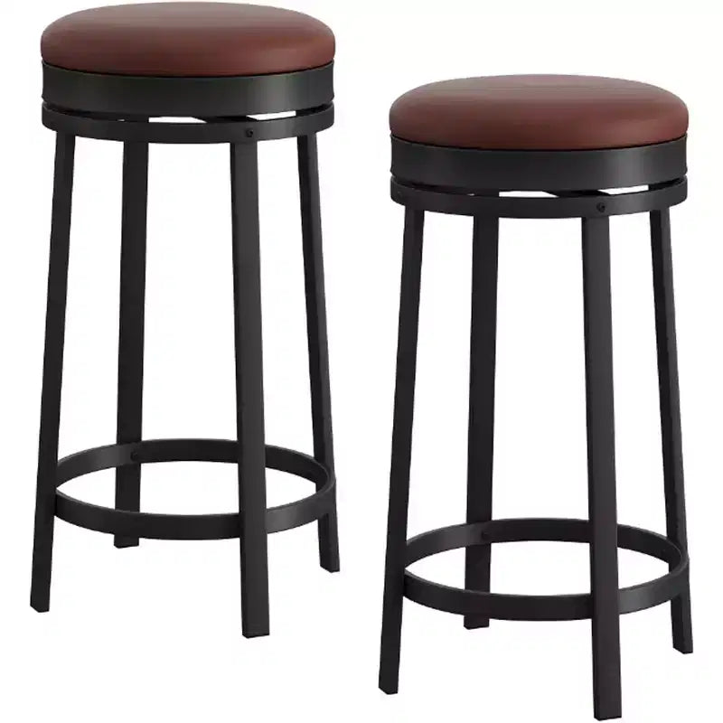 Tabourets de bar pivotants 24 pouces (lot de 4), revêtement en cuir PU, cadre en métal, sans dossier, hauteur comptoir pour îlot de cuisine/bar de maison