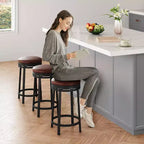 Tabourets de bar pivotants 24 pouces (lot de 4), revêtement en cuir PU, cadre en métal, sans dossier, hauteur comptoir pour îlot de cuisine/bar de maison