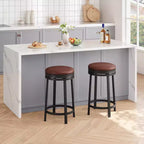 Tabourets de bar pivotants 24 pouces (lot de 4), revêtement en cuir PU, cadre en métal, sans dossier, hauteur comptoir pour îlot de cuisine/bar de maison