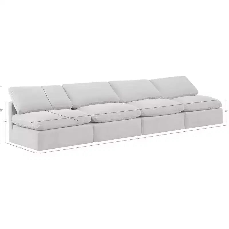 Canapé modulable en velours crème Indulge Meridian Furniture