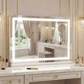 COZONY Vanity Mirror with Lights 21.6 x 31.5 LED Makeup Mirror with Touch Control, Adjustable Brightness, 3 Lighting Modes for Bedroom Desk