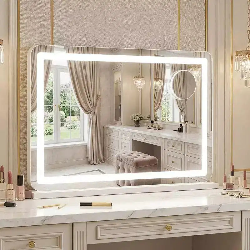 COZONY Vanity Mirror with Lights 21.6 x 31.5 LED Makeup Mirror with Touch Control, Adjustable Brightness, 3 Lighting Modes for Bedroom Desk