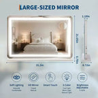 Miroir de courtoisie COZONY avec lumières 21,6 x 31,5 Miroir de maquillage LED avec contrôle tactile, luminosité réglable, 3 modes d'éclairage pour bureau de chambre