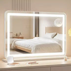 Miroir de courtoisie COZONY avec lumières 21,6 x 31,5 Miroir de maquillage LED avec contrôle tactile, luminosité réglable, 3 modes d'éclairage pour bureau de chambre