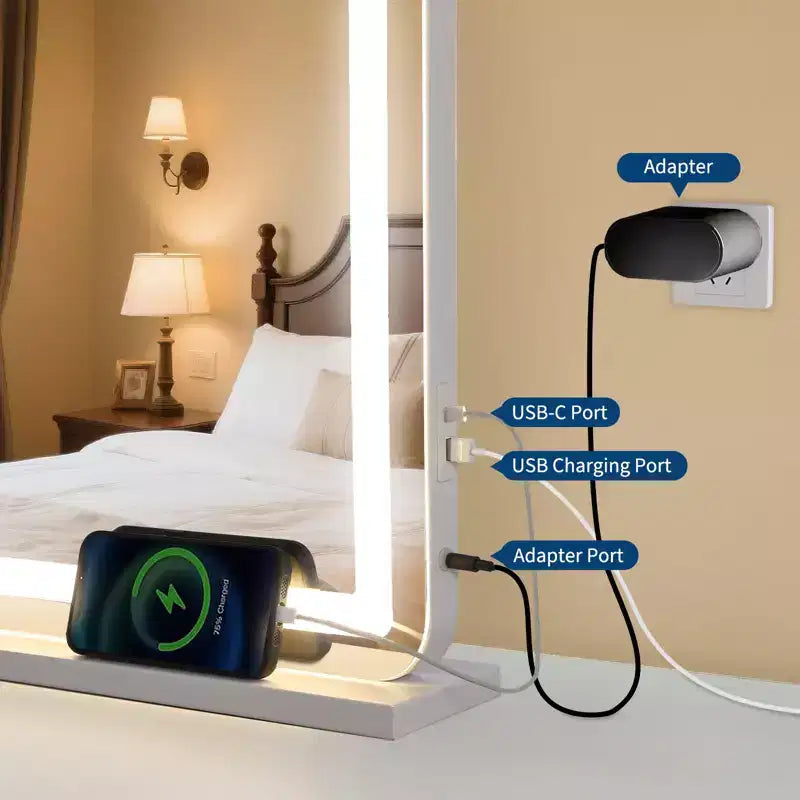 Miroir de courtoisie COZONY avec lumières 21,6 x 31,5 Miroir de maquillage LED avec contrôle tactile, luminosité réglable, 3 modes d'éclairage pour bureau de chambre
