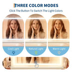Miroir de courtoisie COZONY avec lumières 21,6 x 31,5 Miroir de maquillage LED avec contrôle tactile, luminosité réglable, 3 modes d'éclairage pour bureau de chambre
