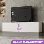 Meuble TV moderne ATJafurn de 300,2 cm pour téléviseurs de 55/65/75 pouces, console média comprenant un meuble TV et un meuble de rangement à 2 tiroirs pour le salon