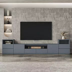 Meuble TV moderne ATJafurn de 300,2 cm pour téléviseurs de 55/65/75 pouces, console média comprenant un meuble TV et un meuble de rangement à 2 tiroirs pour le salon