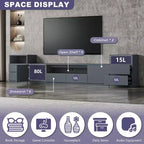 Meuble TV moderne ATJafurn de 300,2 cm pour téléviseurs de 55/65/75 pouces, console média comprenant un meuble TV et un meuble de rangement à 2 tiroirs pour le salon
