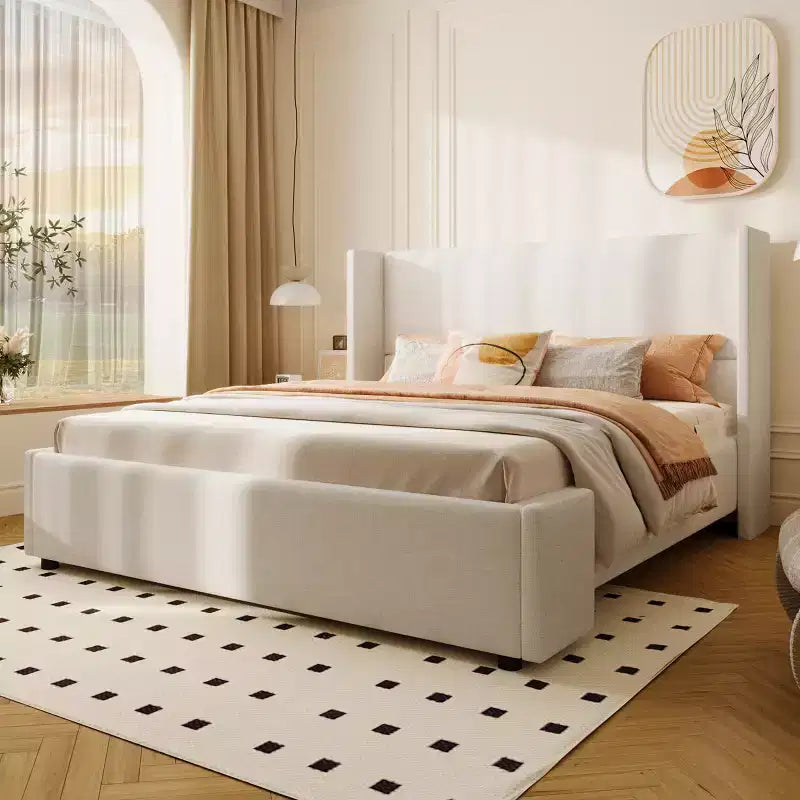 Lit rembourré moderne Christopher Knight Home Octavia avec tête de lit haute, blanc