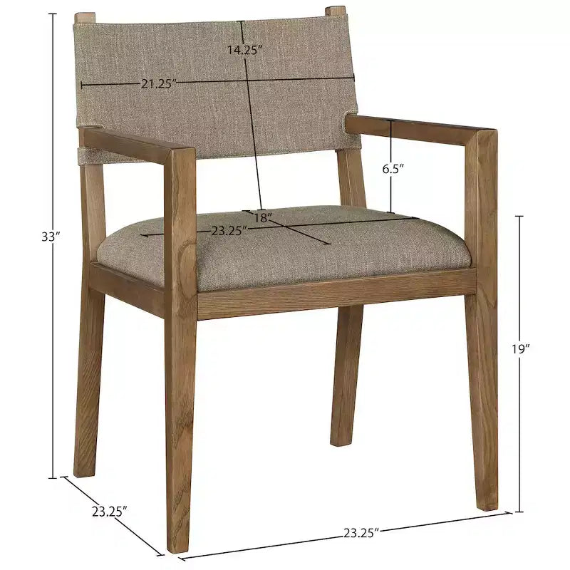 Chaise de salle à manger avec accoudoirs en tissu texturé Meridian Furniture Avon Linen