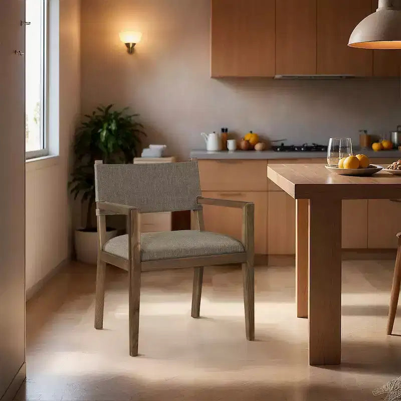 Chaise de salle à manger avec accoudoirs en tissu texturé Meridian Furniture Avon Linen
