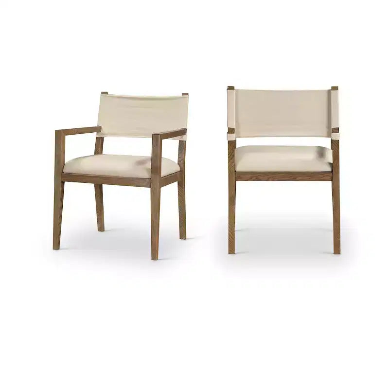 Chaise de salle à manger avec accoudoirs en tissu texturé Meridian Furniture Avon Linen