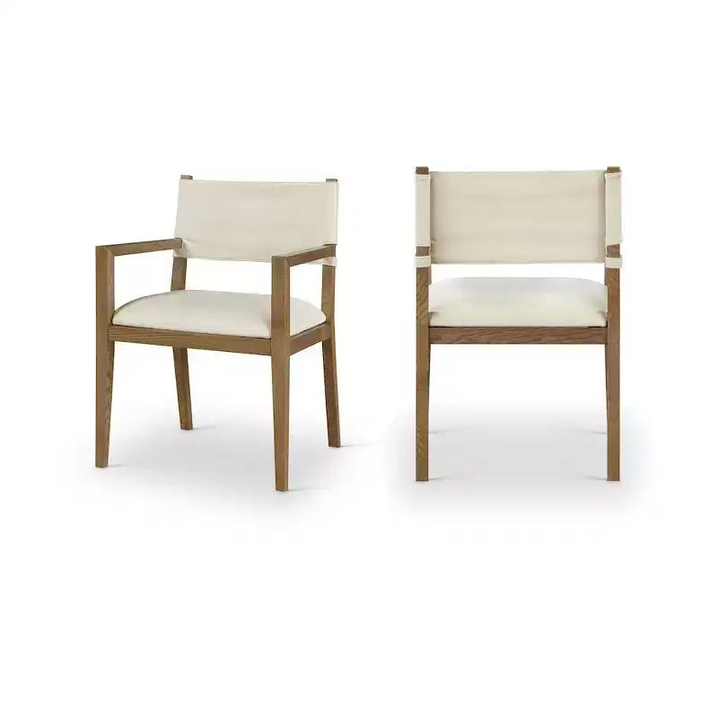 Chaise de salle à manger avec accoudoirs en tissu texturé Meridian Furniture Avon Linen