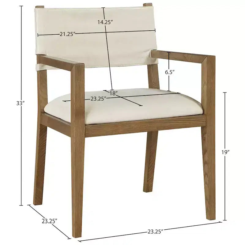 Chaise de salle à manger avec accoudoirs en tissu texturé Meridian Furniture Avon Linen