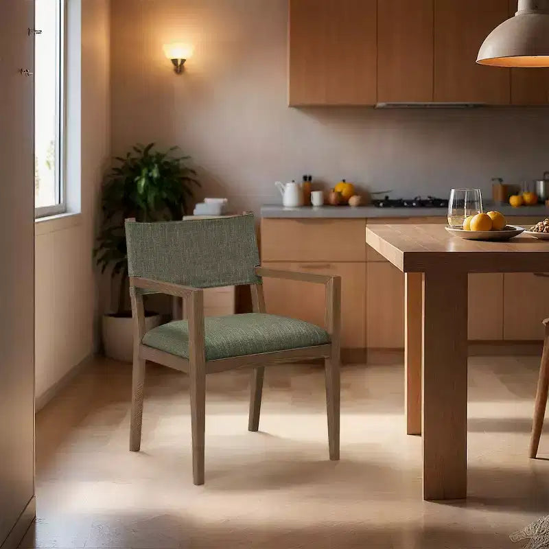 Chaise de salle à manger avec accoudoirs en tissu texturé Meridian Furniture Avon Linen