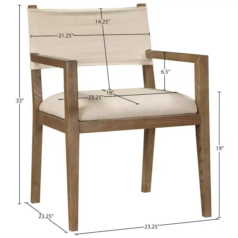 Chaise de salle à manger avec accoudoirs en tissu texturé Meridian Furniture Avon Linen