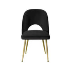 Chaise de salle à manger Meridian Furniture Logan en velours noir, lot de 2