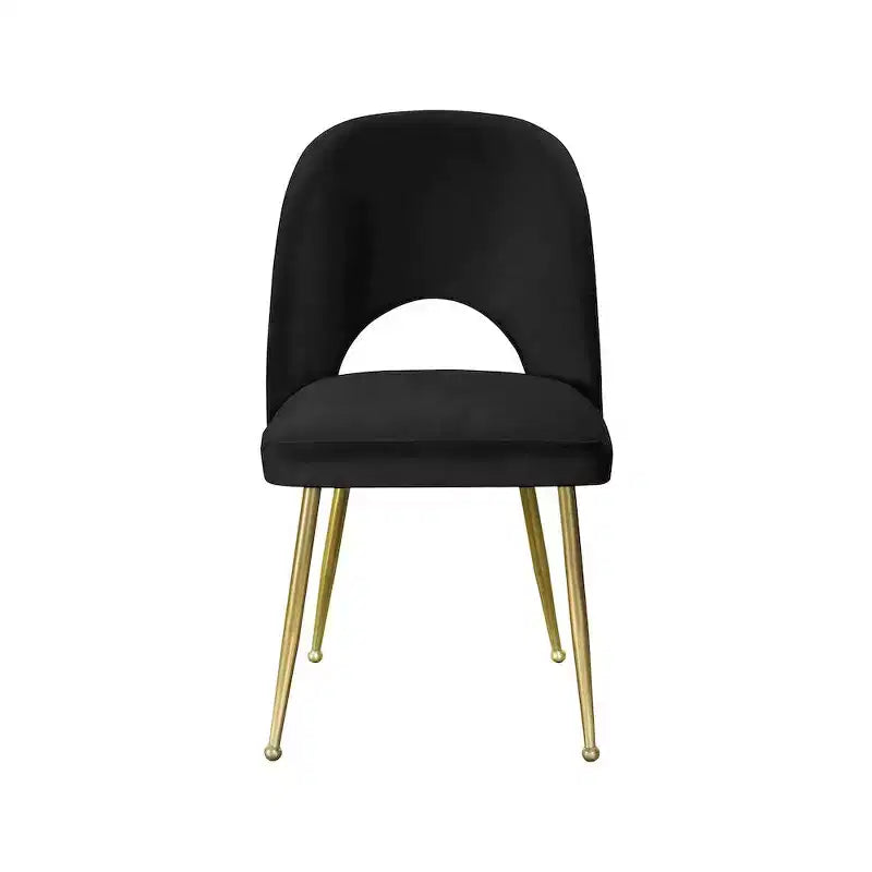 Chaise de salle à manger Meridian Furniture Logan en velours noir, lot de 2