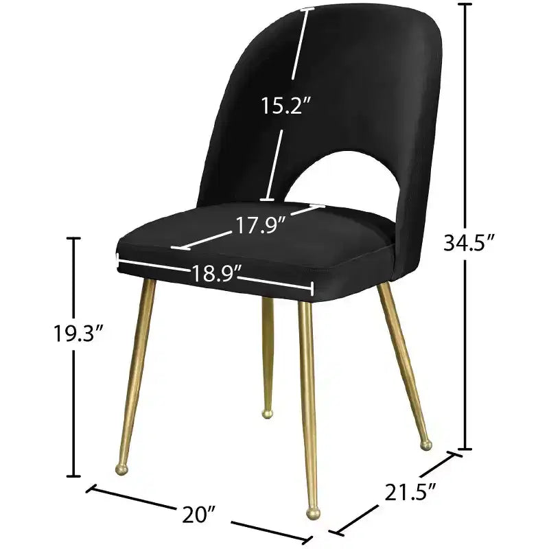 Chaise de salle à manger Meridian Furniture Logan en velours noir, lot de 2