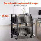 Chariot de chargement VEVOR pour ordinateurs portables, station de chargement mobile ouverte à roulettes pour 32 appareils, pour tablettes et ordinateurs portables jusqu'à 15,6 pouces, noir