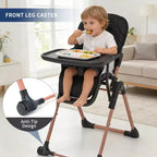 Chaise haute portable et pliable 3-en-1, chaise d'alimentation réglable avec plateaux amovibles, chaise convertible compacte pour bébé de 6 à 36 mois