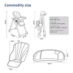 Chaise haute portable et pliable 3-en-1, chaise d'alimentation réglable avec plateaux amovibles, chaise convertible compacte pour bébé de 6 à 36 mois