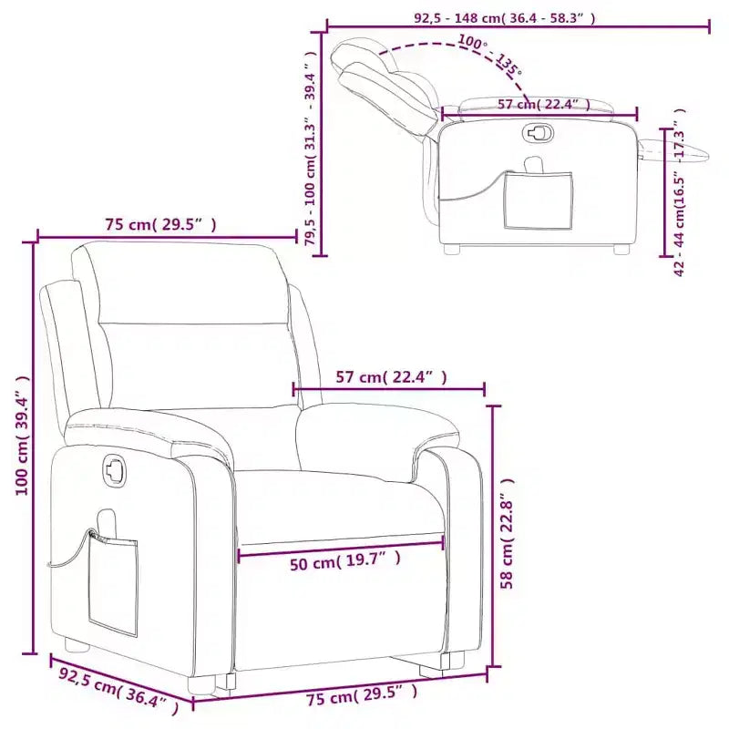vidaXL Fauteuil inclinable de massage avec fonction releveur Gris clair