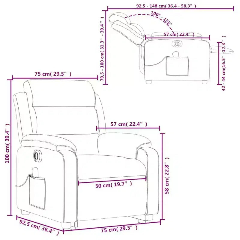 vidaXL Fauteuil inclinable de massage avec fonction releveur Gris clair
