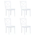 vidaXL Dining Chair Set of 4 White Solid rubber wood Standard
