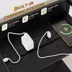 Commode intelligente Acekool, 11 tiroirs en tissu, station de charge avec 2 prises CA, 2 ports USB et tapis sans fil, lumières LED RVB contrôlées par application, anti-basculement, marron