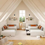 Lit de repos double avec 2 tiroirs de rangement, cadre de lit d'angle avec tête de lit et barrières de lit étendues, pour bureau à domicile