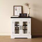 Buffet Bahut Contemporain avec Portes Vitrées et Prise Électrique, Armoire de Rangement pour Cuisine, Bar à Café et Salon, Petite ou Grande Taille