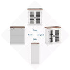 Buffet Bahut Contemporain avec Portes Vitrées et Prise Électrique, Armoire de Rangement pour Cuisine, Bar à Café et Salon, Petite ou Grande Taille