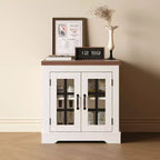 Buffet Bahut Contemporain avec Portes Vitrées et Prise Électrique, Armoire de Rangement pour Cuisine, Bar à Café et Salon, Petite ou Grande Taille