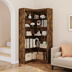 Étagère d'angle en forme de L robuste de 182 cm de haut pour bureau, bibliothèque de rangement ouverte à 5 niveaux, grande étagère de présentation en bois, pour salon ou chambre à coucher