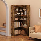 Étagère d'angle en forme de L robuste de 182 cm de haut pour bureau, bibliothèque de rangement ouverte à 5 niveaux, grande étagère de présentation en bois, pour salon ou chambre à coucher