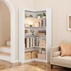 Étagère d'angle en forme de L robuste de 182 cm de haut pour bureau, bibliothèque de rangement ouverte à 5 niveaux, grande étagère de présentation en bois, pour salon ou chambre à coucher