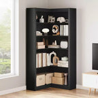 Étagère d'angle en forme de L robuste de 182 cm de haut pour bureau, bibliothèque de rangement ouverte à 5 niveaux, grande étagère de présentation en bois, pour salon ou chambre à coucher