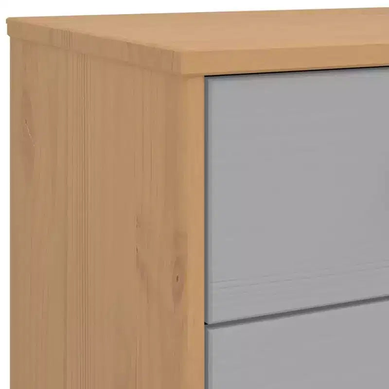 vidaXL Armoire à tiroirs Gris et marron Bois de pin massif, Bois d'ingénierie