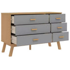 vidaXL Armoire à tiroirs Gris et marron Bois de pin massif, Bois d'ingénierie
