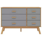 vidaXL Armoire à tiroirs Gris et marron Bois de pin massif, Bois d'ingénierie